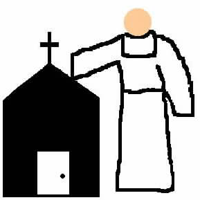 Vision of Father Carter with his hand on the church.