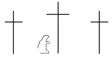 Mary kneeling beneath the Cross