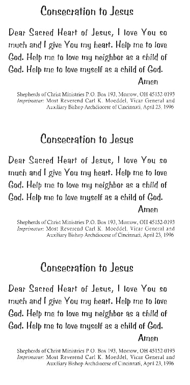Consecration to Jesus Prayer Cards